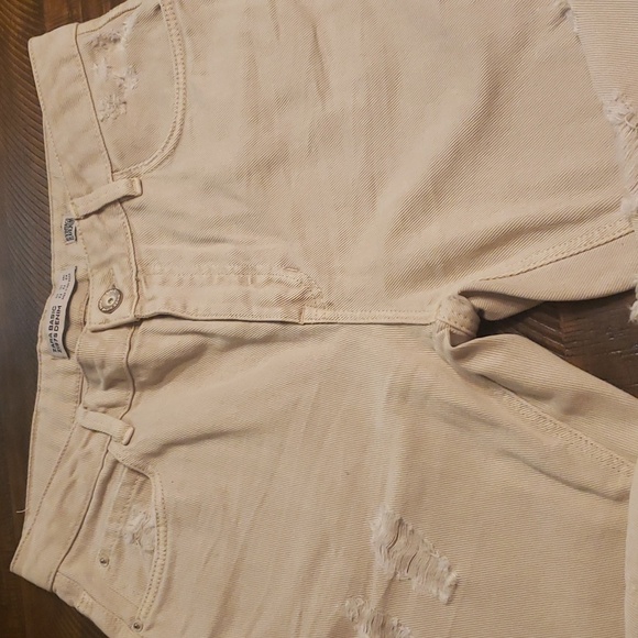 Zara Basic Z1975 Denim Tan Ripped Skinny Crop Ankle Jeans - Picture 5 of 7